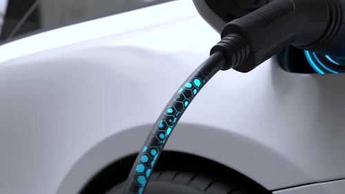 Close-up of Electric Vehicle Charging Cable