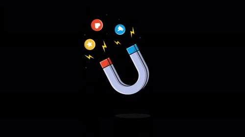 Flat Design Magnet Attracting Social Media Icons Animation