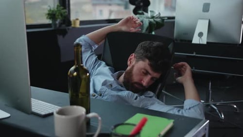 A Stressed Office Worker Taking a WellDeserved Break in a Modern and Stylish Workspace