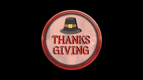 Animated 3D Thanksgiving Pilgrim Hat Spinning Icon