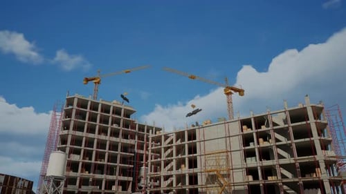 Construction Site Works Of New Skyscrapers