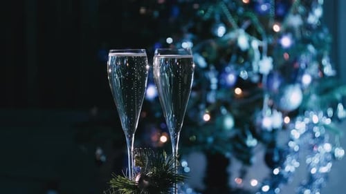 Champagne Glasses Celebrate Christmas Holiday Season