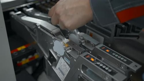 Close Up of Hands of Engineer Hands Checking Electronic Circuit Board Machine Creative High Tech