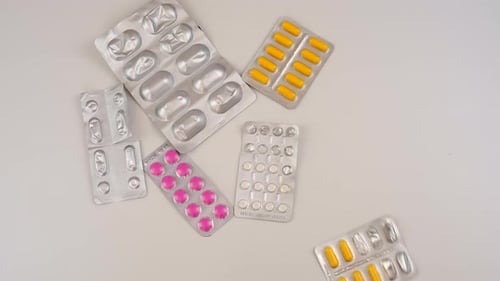 Colorful Pills in Blister Packs Medical Footage