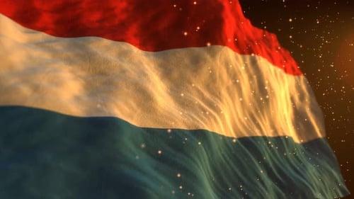 Waving Flag Animation with Glittering Golden Particles