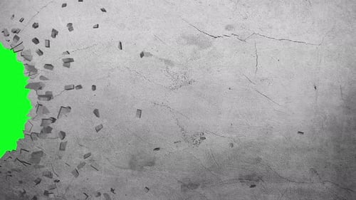 Green Screen metal Wall Shatter Effect Explosion Transition Animation