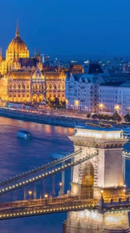 Vertical View Of Budapest City Skyline, Hungary