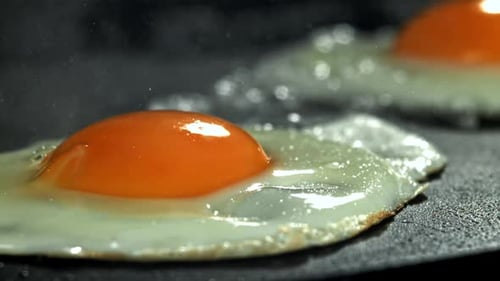 Eggs are Fried in a Pan Filmed on a Highspeed Camera at 1000 Fps
