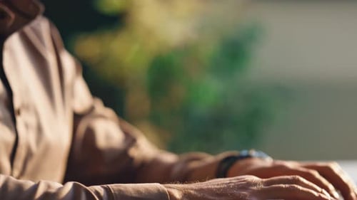 Focused Business Man Typing on Laptop Office Close Up Hands Pressing Buttons