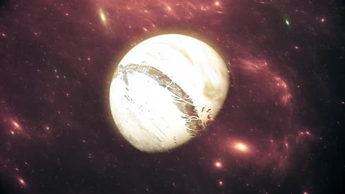 Abstract Glowing Planet Rotating in Starry Nebula Space