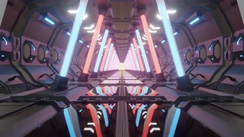 4K Atmospheric Cool Technology 3 D Shuttle Tunnel Background Video 2