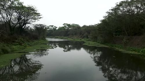 View Across the Water Surface of a River