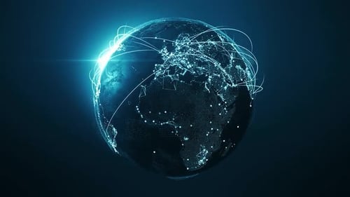 Futuristic Digital Globe with Global Connection Network