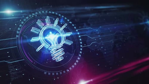 Bulb idea and creative innovation symbol loop digital concept