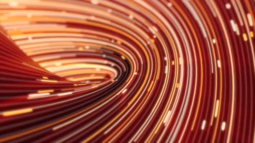 Abstrakte rote und orange Spirale mit leuchtenden Linien, schnellen Bewegungen und lebendigen Highlights