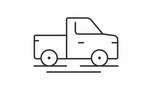 Animated Minimalist Pickup Truck Driving Line Icon