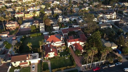 Aerial View of Villas and Mansions in Residential Community of San Diego Cliffs Neighborhood, Califo