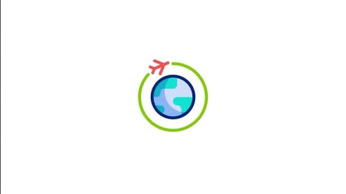Flat Design Global Travel Animation Icon