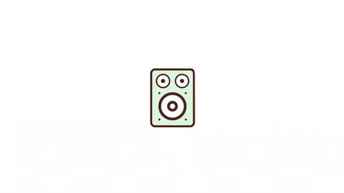 Animated Speaker Icon Pulsating in Flat Design Style