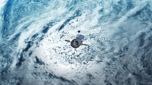 Hubble Space Telescope Orbiting above Beautiful Earth