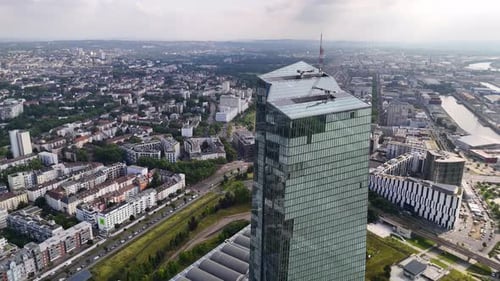 Aerial view of European Central Bank in Frankfurt, Germany