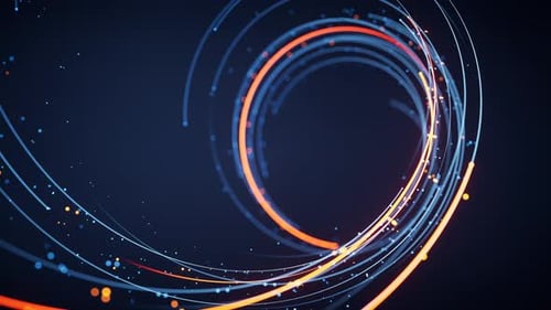 Rotating glowing vortex lines and particles background