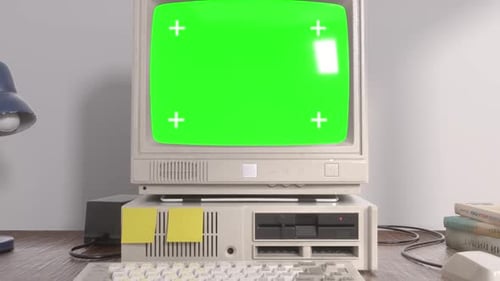 Vintage Retro PC Mockup – Green Screen Monitor