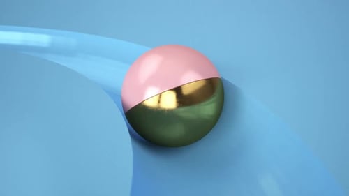 Abstract Gold and Pink Sphere Rolling Path Animation