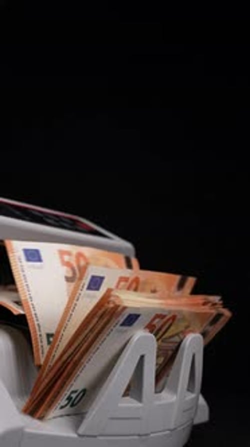Money Counter Machine Counts Fifty Euro Notes