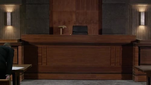 Judge entering court room - all stand HD