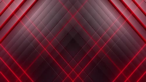 Red Neon Geometric Lines Digital Background Animation