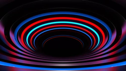 Red And Blue Neon Reverse Ellipse Tunnel Background Vj Loop In 4K