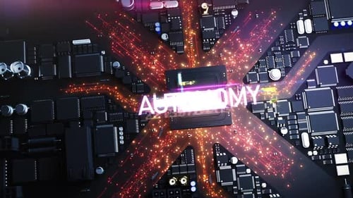 autonomy and logistics . the city in the style of computer components.