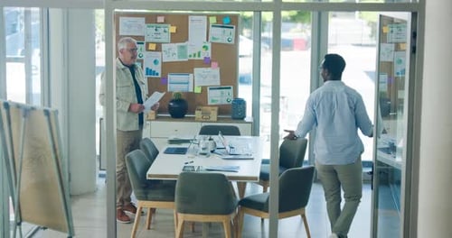 Discussion, documents and business people with graphs for budget, finance review