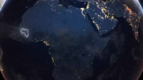 Realistic Earth Orbit and Zoom Glowing Borders Guinea