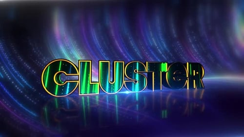 Cluster Futuristic Neon Text On Cybernetic Canvas