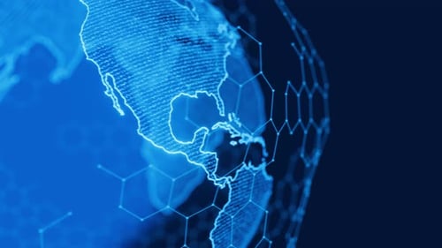 Concept of the Internet network. Trade around the world. Global corporation. Rotating globe as a hol