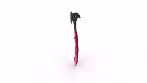 Rotating Tactical Axe 3D Render on White Background