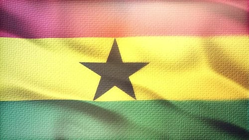 Ghana National Flag Waving with Realistic Fabric Texture