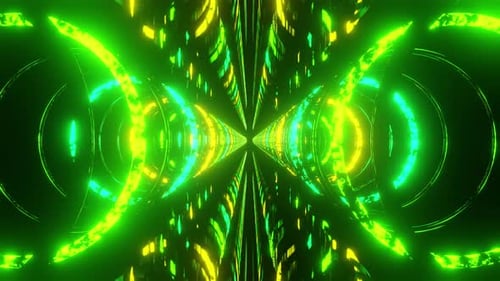 Double Rings Green With Yellow Tunnel Vj Loop Animation Background
