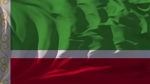 Realistic Waving Flag with Decorative Golden Pattern