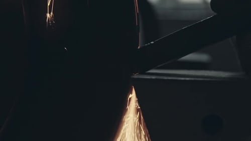 Fiery Trails of Sparks in the Darkness