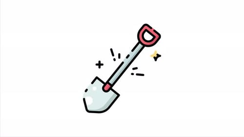 Animated Shovel Icon with Sparkles