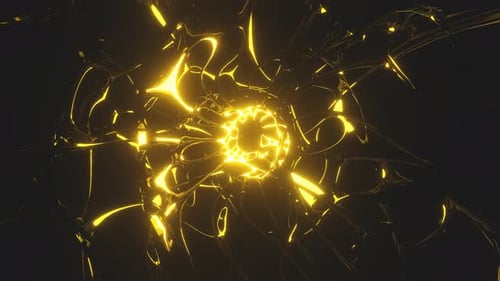 Nahtlose Science-Fiction-Loop-Animation mit hellem, leuchtendem Neontunnel.
