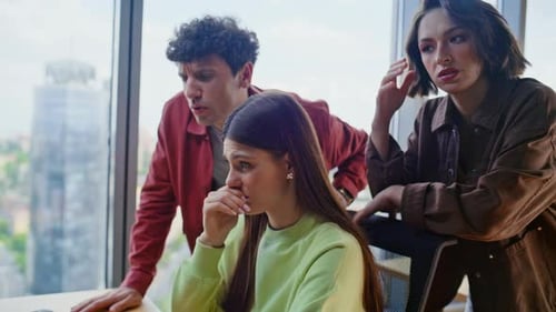 Team Managers Reacting Fail Frustrated Business Problem Closeup Worried Group