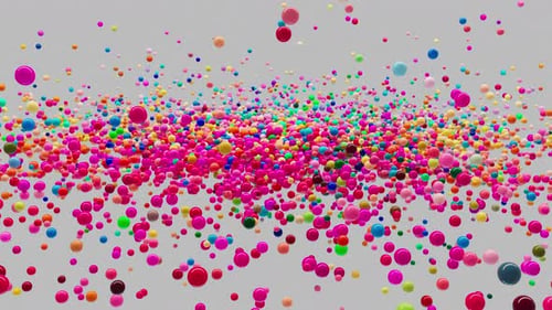 Dynamische Animation von Kugeln verschiedener Farben, die sich zufällig im Raum bewegen, erzeugen