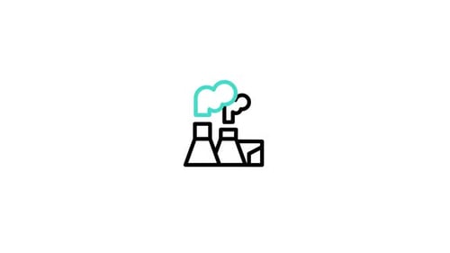 Animated Flat Design Factory Icon with Smoke
