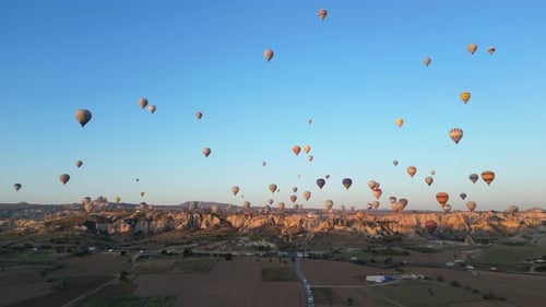 Cappadocia Hot Air Balloons Rise at Sunrise, Turkey