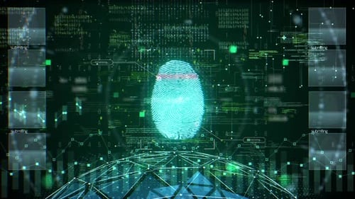 Digital Fingerprint Scan Technology With Futuristic Data Analysis