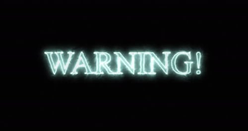 Animated Warning Text Title with Glowing Neon Effect